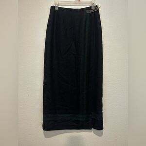 TALBOTS NAVY BLUE & GREEN ITALIAN
WOOL NYLON LONG WRAP SKIRT SIZE 6